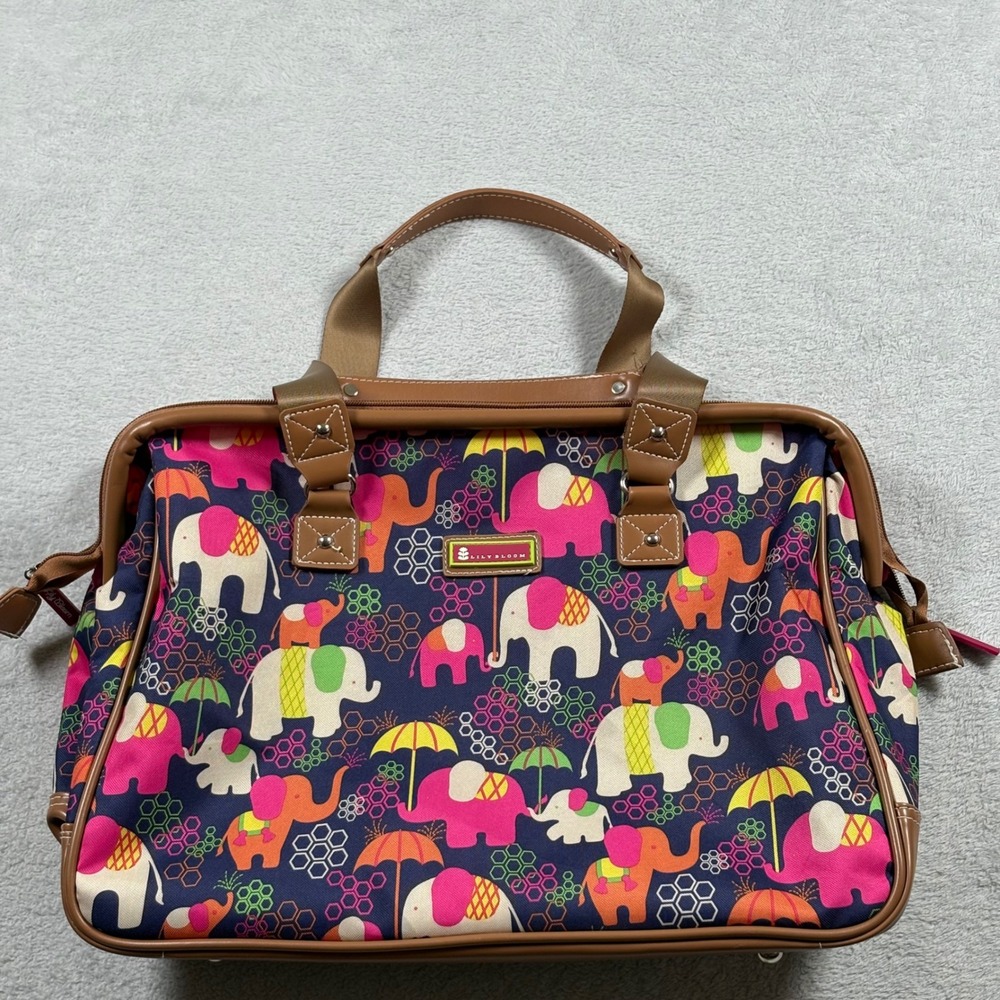 Lily Bloom Zippered Tote/Carry-on/Overnight/Weekender Bag Elephants